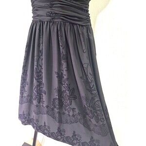 Embroidered Beaded Sleeveless Black Dress Size 12 Velvet Trim Fairy Goth Whimsy